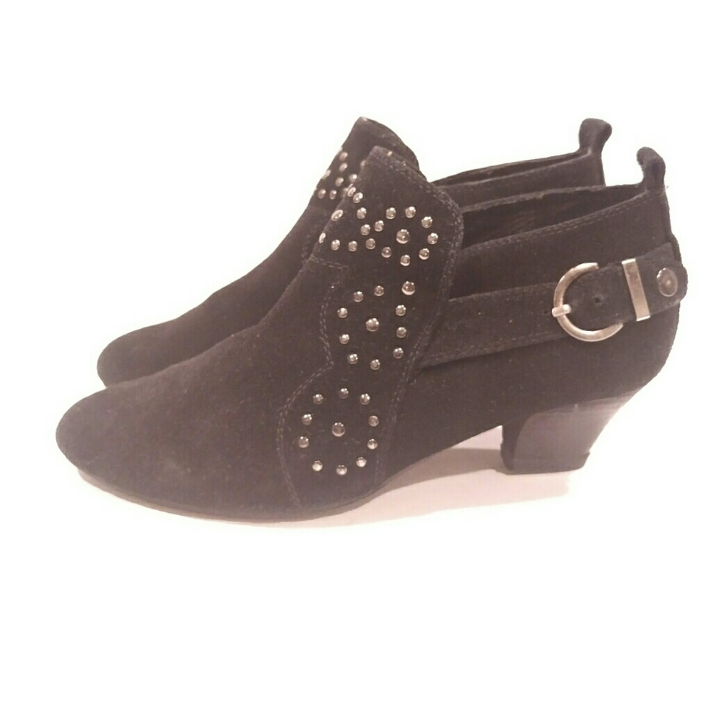 Jeffrey Campbell Black Studded Suede Ankle Booties